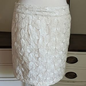 Tulle for Anthropologie eyelet white pencil skirt